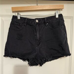 Pacsun High Rise Festival Black Distressed Denim Shorts